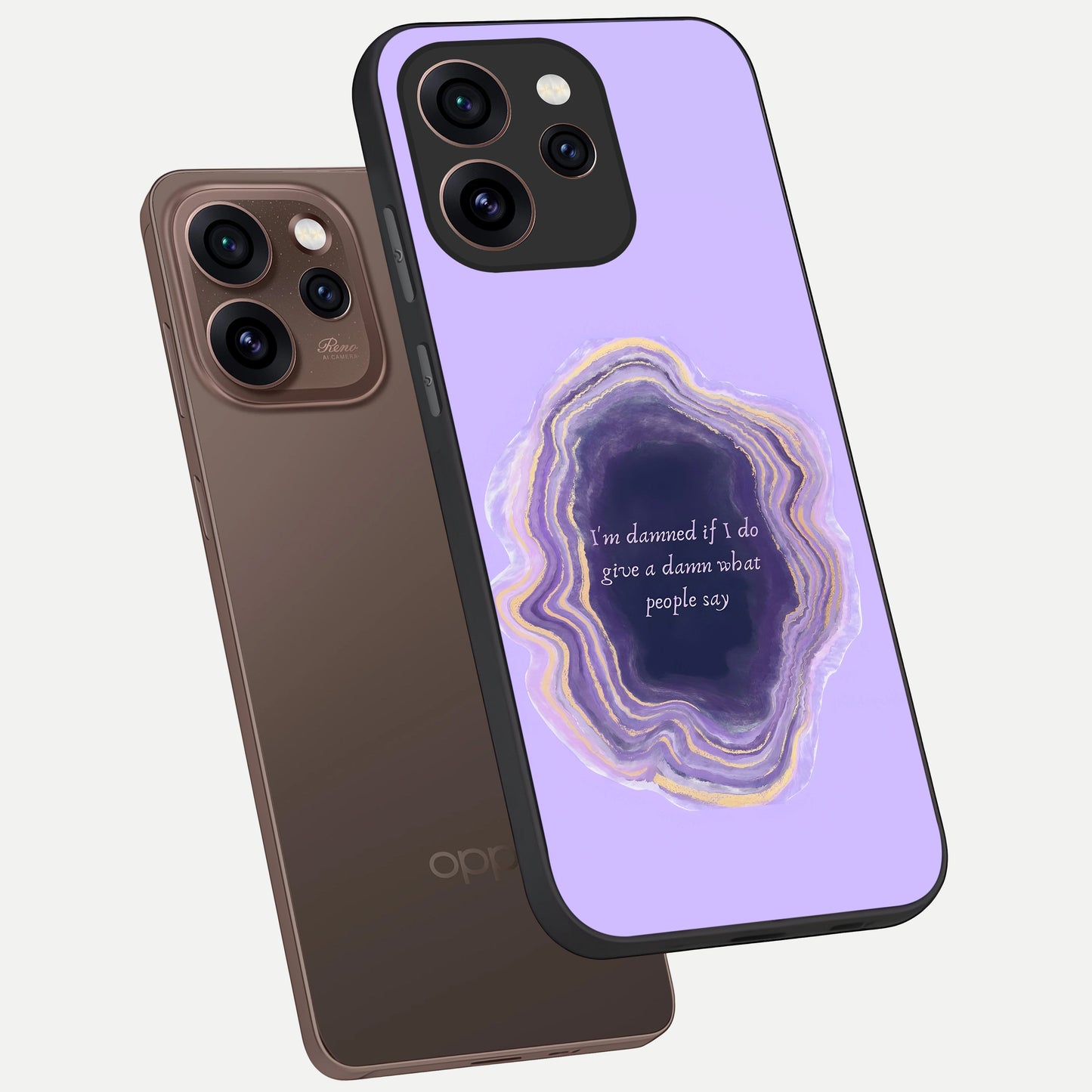  Damned People Quote phone case For Oppo Reno 15 Pro showing premium glass back cover with detailed artwork