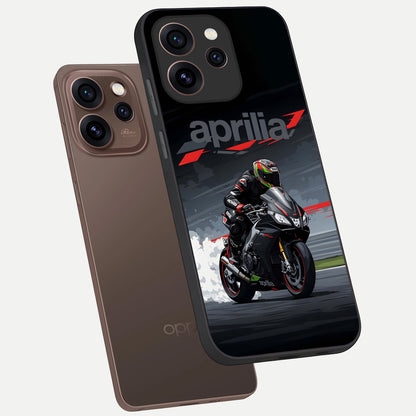  Dark Aprilla phone case For Oppo Reno 15 Pro showing premium glass back cover with detailed artwork