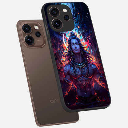  Divine Fire Shiv phone case For Oppo Reno 15 Pro showing premium glass back cover with detailed artwork