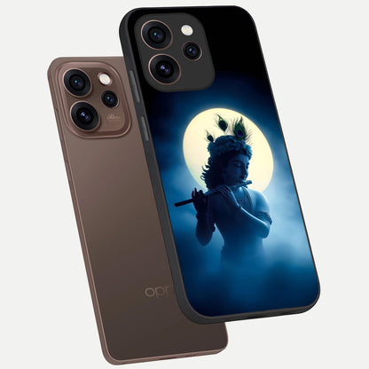  Divine Moon Flute phone case For Oppo Reno 15 Pro showing premium glass back cover with detailed artwork