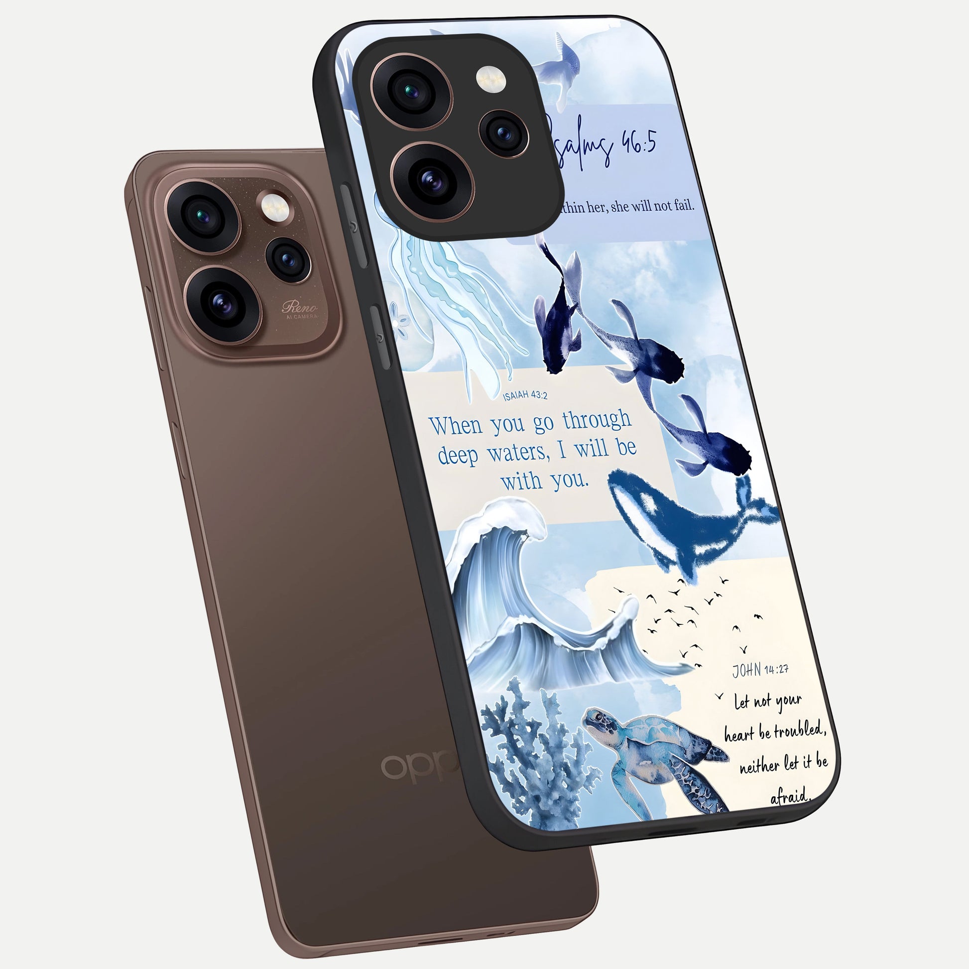  Faithful Ocean Promise phone case For Oppo Reno 15 Pro showing premium glass back cover with detailed artwork
