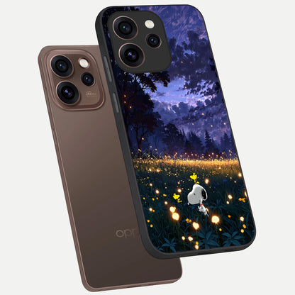  Firefly Meadow Magic phone case For Oppo Reno 15 Pro showing premium glass back cover with detailed artwork