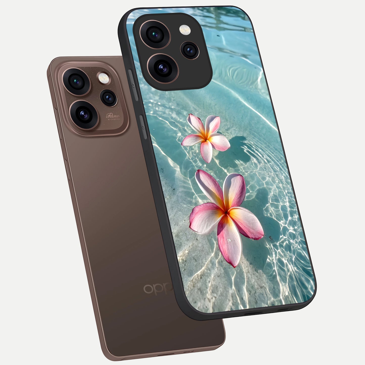  Floating Bloom Bliss phone case For Oppo Reno 15 Pro showing premium glass back cover with detailed artwork