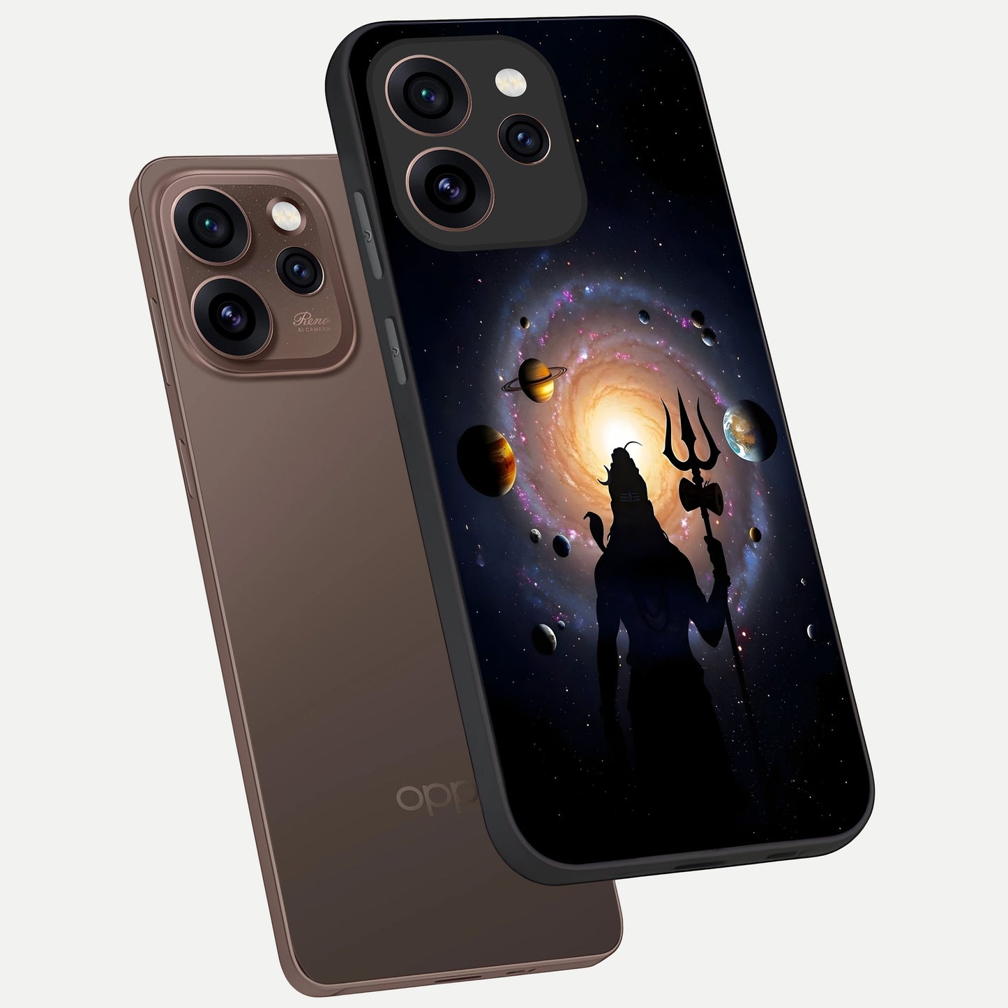  Galactic Shiva Vision phone case For Oppo Reno 15 Pro showing premium glass back cover with detailed artwork