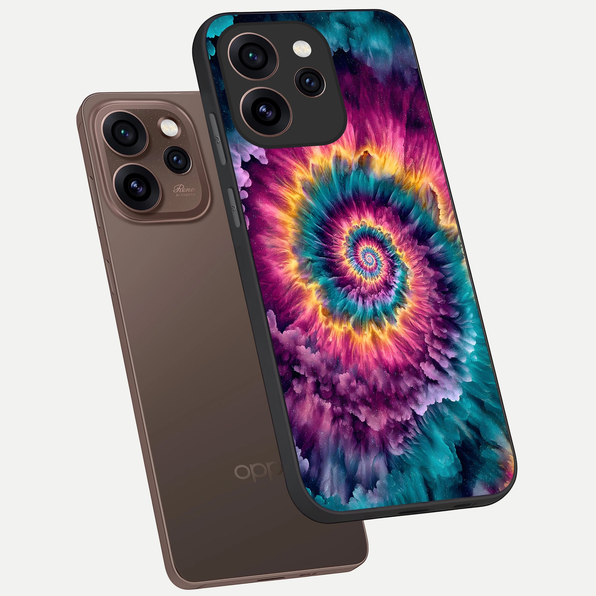  Galactic Spiral Burst phone case For Oppo Reno 15 Pro showing premium glass back cover with detailed artwork