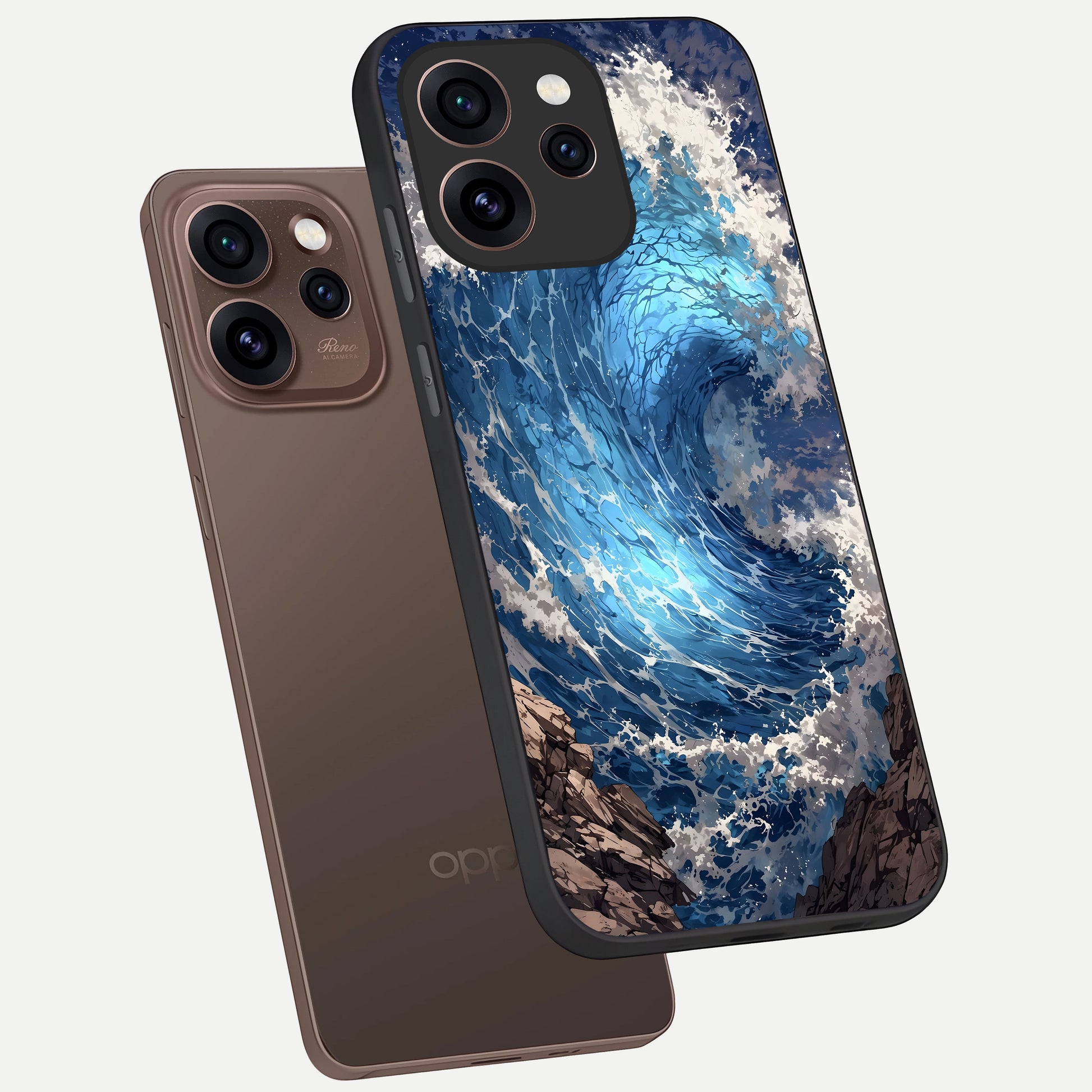  Giant Ocean Wave phone case For Oppo Reno 15 Pro showing premium glass back cover with detailed artwork