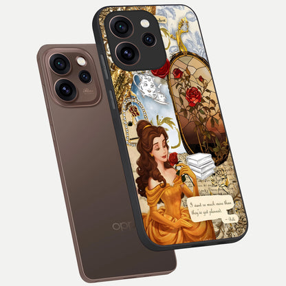  Golden Dream Belle phone case For Oppo Reno 15 Pro showing premium glass back cover with detailed artwork