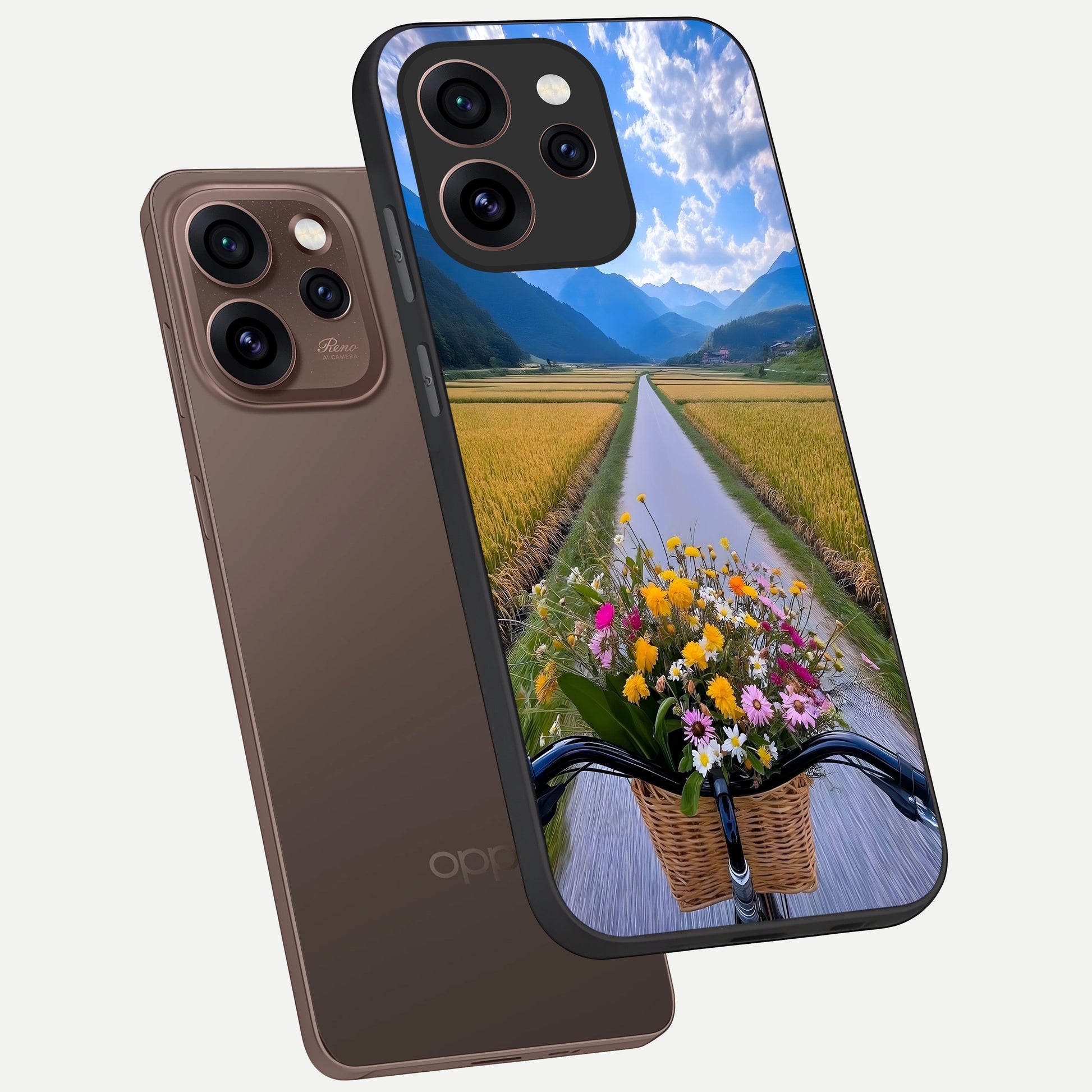  Golden Field Journey phone case For Oppo Reno 15 Pro showing premium glass back cover with detailed artwork