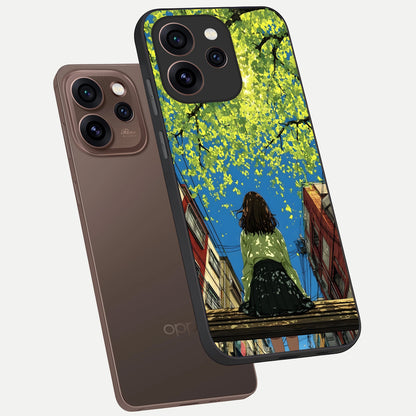 Golden Leaves Glow phone case For Oppo Reno 15 Pro showing premium glass back cover with detailed artwork