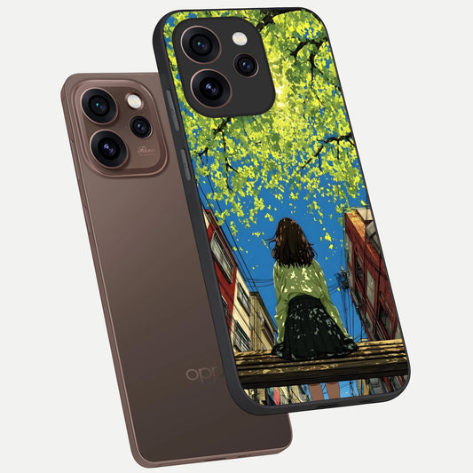  Golden Leaves Glow phone case For Oppo Reno 15 Pro showing premium glass back cover with detailed artwork