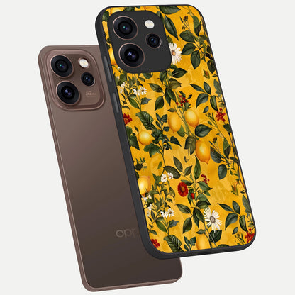  Golden Lemon Field phone case For Oppo Reno 15 Pro showing premium glass back cover with detailed artwork