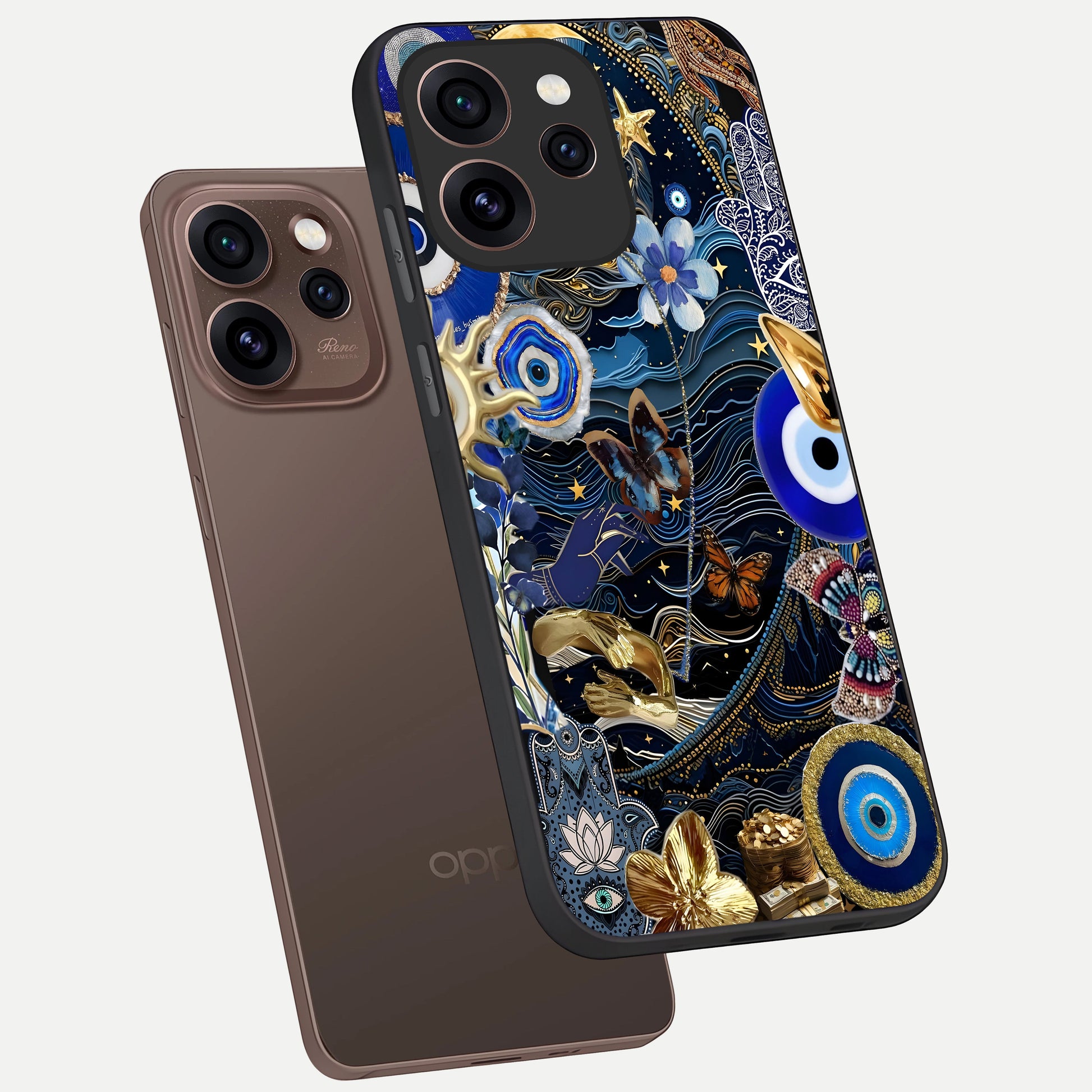  Golden Moon Magic phone case For Oppo Reno 15 Pro showing premium glass back cover with detailed artwork