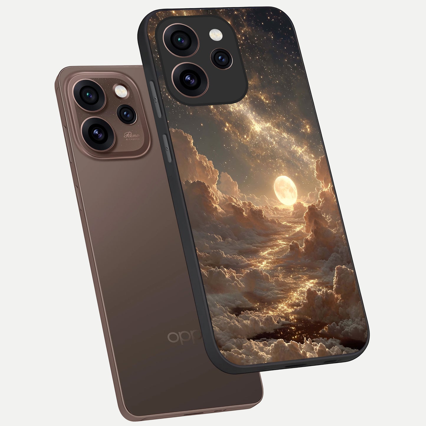  Golden Sky Dream phone case For Oppo Reno 15 Pro showing premium glass back cover with detailed artwork