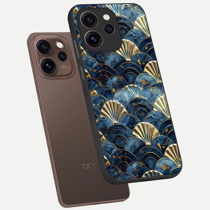  Golden Wave Luxe phone case For Oppo Reno 15 Pro showing premium glass back cover with detailed artwork