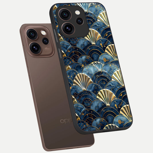  Golden Wave Luxe phone case For Oppo Reno 15 Pro showing premium glass back cover with detailed artwork