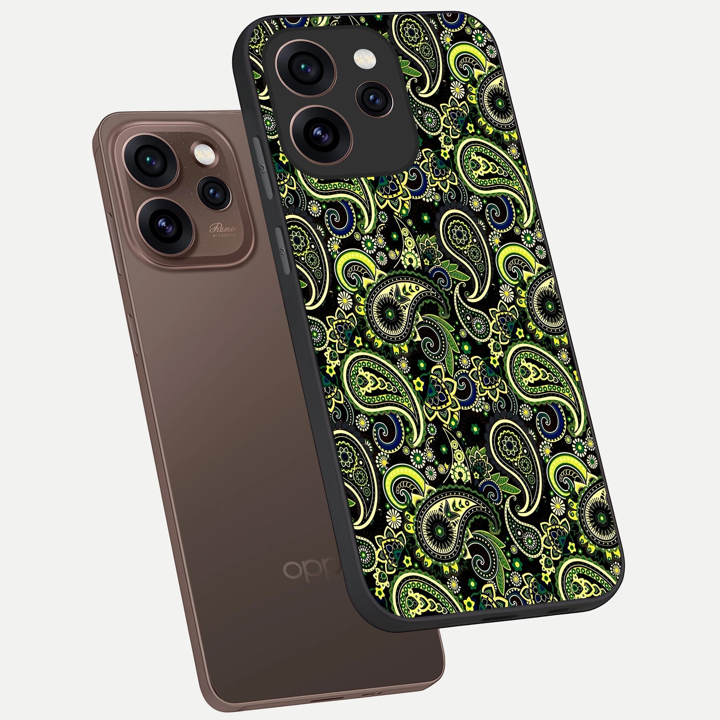  Green Lemon phone case For Oppo Reno 15 Pro showing premium glass back cover with detailed artwork