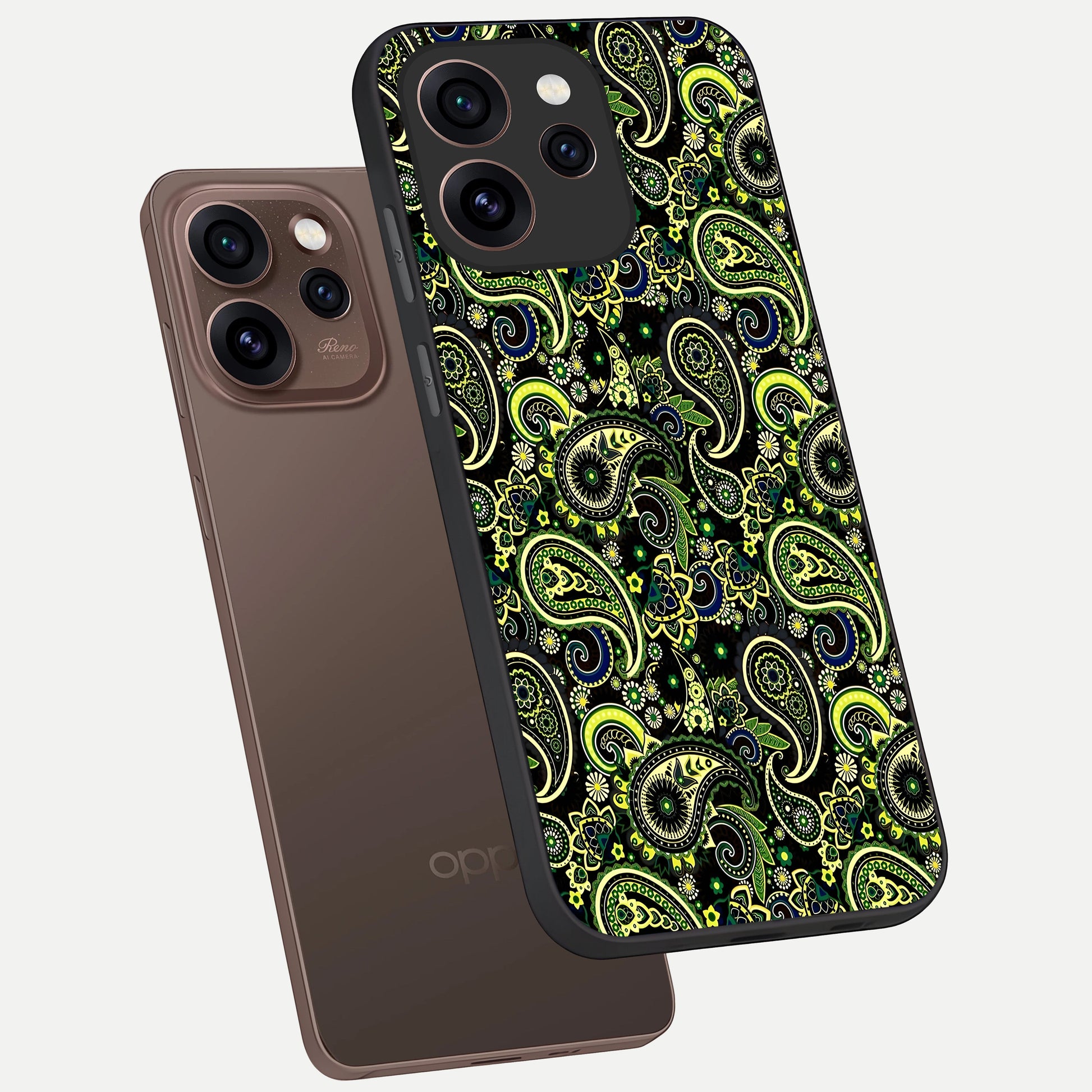  Green Lemon phone case For Oppo Reno 15 Pro showing premium glass back cover with detailed artwork
