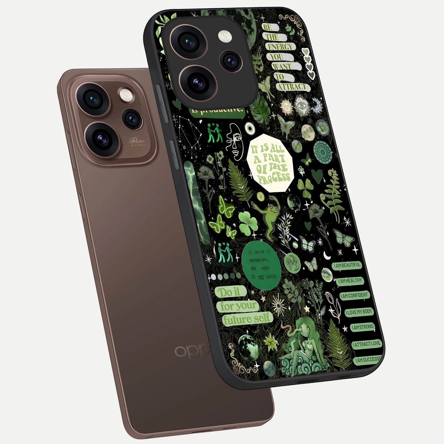  Green Mandala Pattern phone case For Oppo Reno 15 Pro showing premium glass back cover with detailed artwork