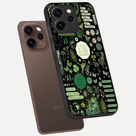  Green Mandala Pattern phone case For Oppo Reno 15 Pro showing premium glass back cover with detailed artwork
