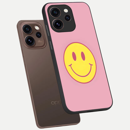  Happy Pink Mood phone case For Oppo Reno 15 Pro showing premium glass back cover with detailed artwork