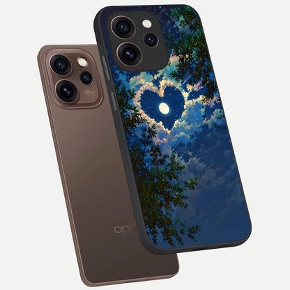  Heart With Moon Sky phone case For Oppo Reno 15 Pro showing premium glass back cover with detailed artwork