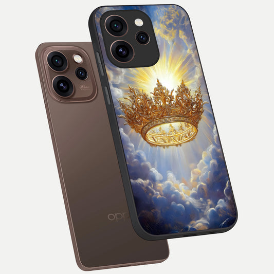  Heavenly Crown Light phone case For Oppo Reno 15 Pro showing premium glass back cover with detailed artwork