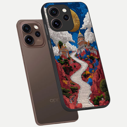  Heavenly Moon Path phone case For Oppo Reno 15 Pro showing premium glass back cover with detailed artwork
