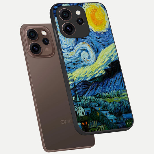  Inspired Van Gogh Art phone case For Oppo Reno 15 Pro showing premium glass back cover with detailed artwork