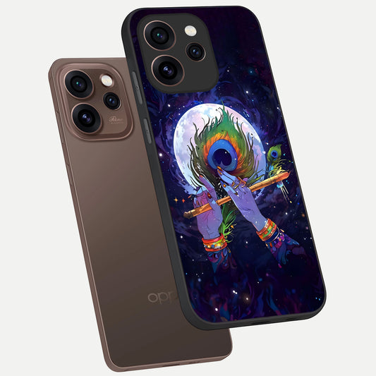  Krishna Hands Art phone case For Oppo Reno 15 Pro showing premium glass back cover with detailed artwork
