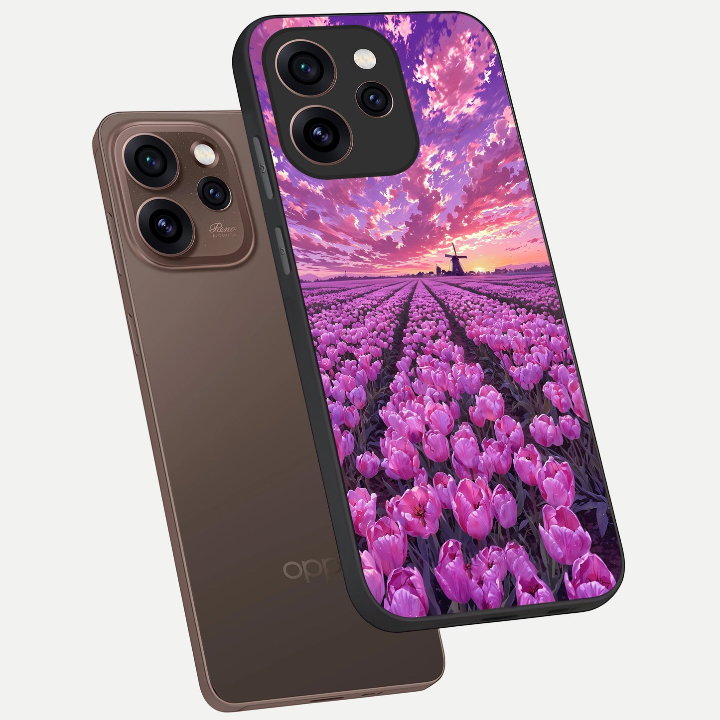  Lavender Dream Skies phone case For Oppo Reno 15 Pro showing premium glass back cover with detailed artwork