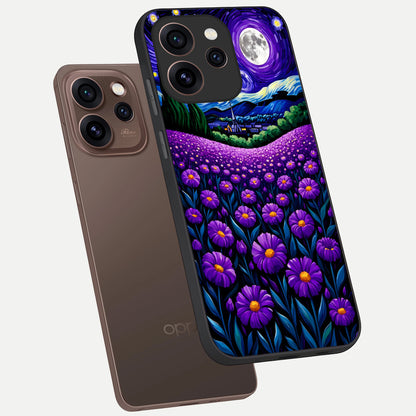  Lavender Moon Field phone case For Oppo Reno 15 Pro showing premium glass back cover with detailed artwork