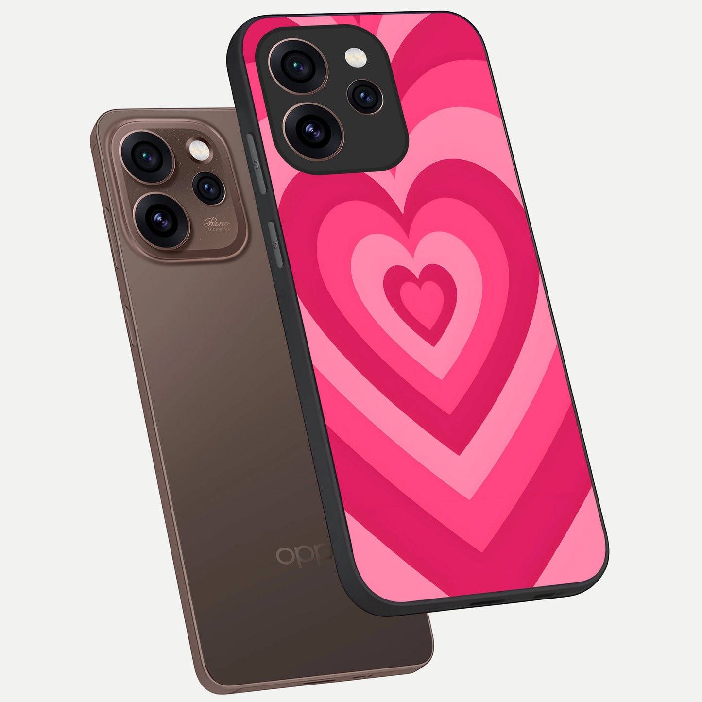  Layered Love Hearts phone case For Oppo Reno 15 Pro showing premium glass back cover with detailed artwork