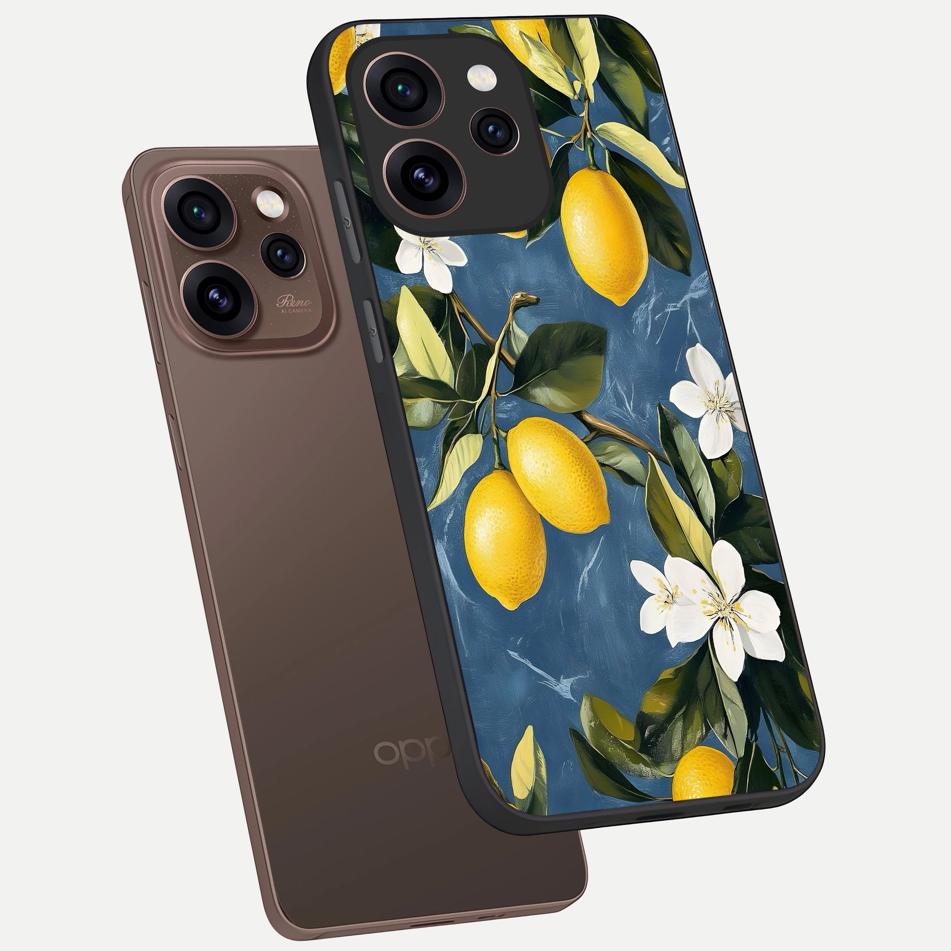  Lemon Dream Garden phone case For Oppo Reno 15 Pro showing premium glass back cover with detailed artwork