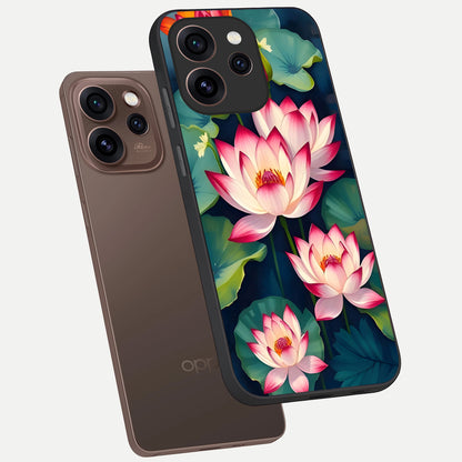  Lotus Dream Serenity phone case For Oppo Reno 15 Pro showing premium glass back cover with detailed artwork