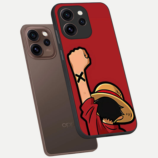  Luffy X Spirit phone case For Oppo Reno 15 Pro showing premium glass back cover with detailed artwork