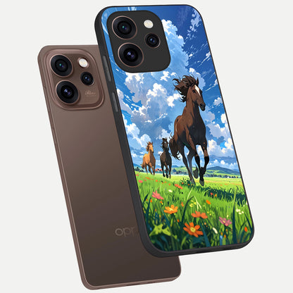  Majestic Horses Galloping phone case For Oppo Reno 15 Pro showing premium glass back cover with detailed artwork