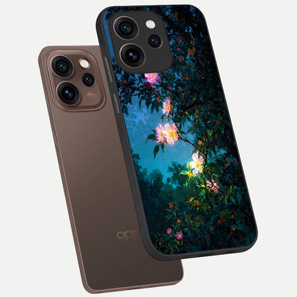  Midnight Bloom Glow phone case For Oppo Reno 15 Pro showing premium glass back cover with detailed artwork