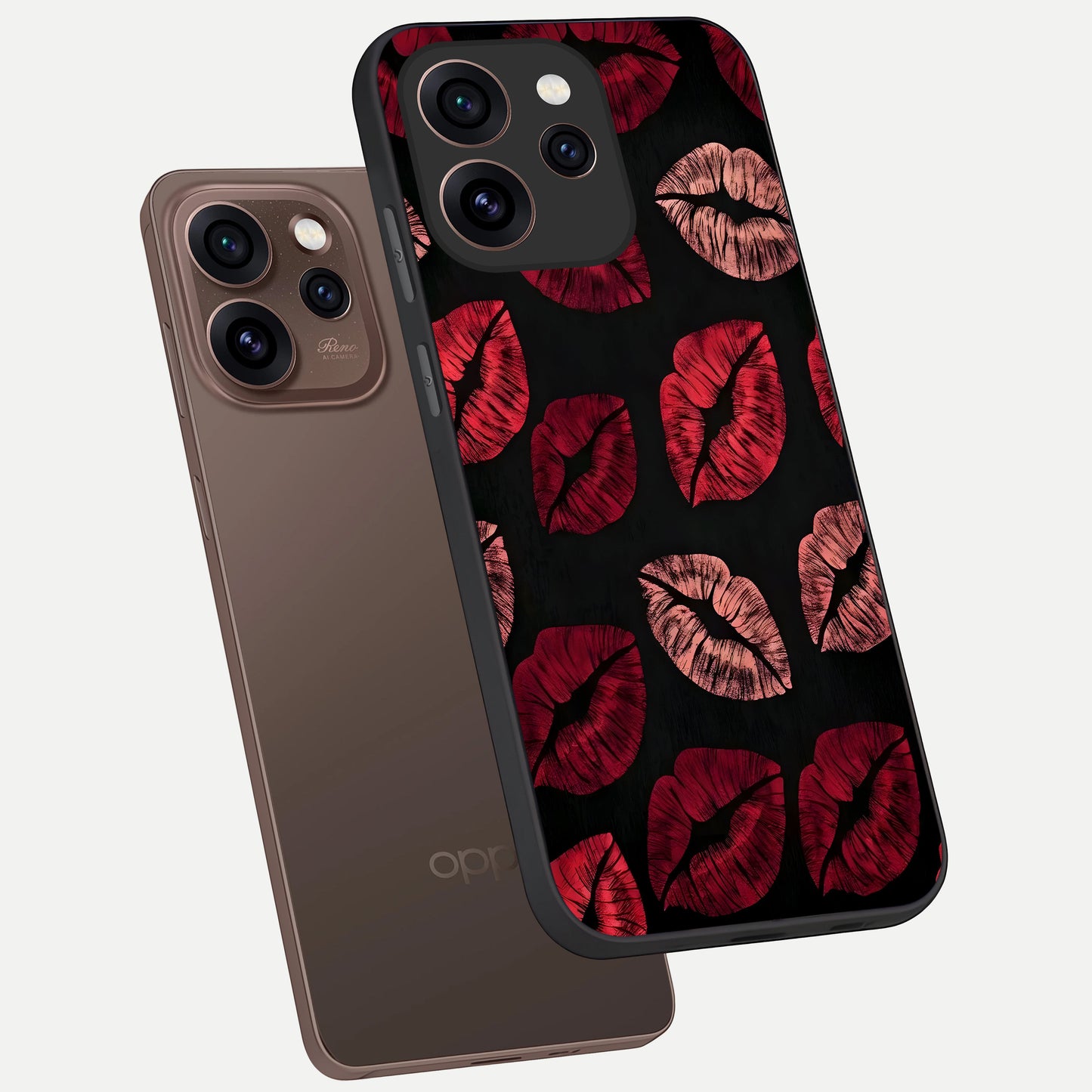  Midnight Kiss Love phone case For Oppo Reno 15 Pro showing premium glass back cover with detailed artwork