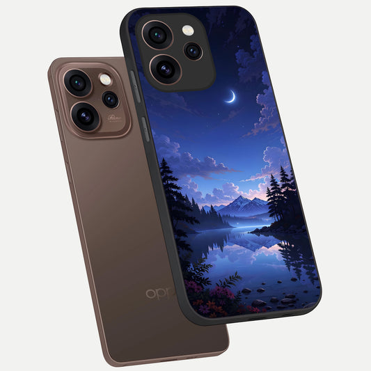  Midnight Lake Peace phone case For Oppo Reno 15 Pro showing premium glass back cover with detailed artwork