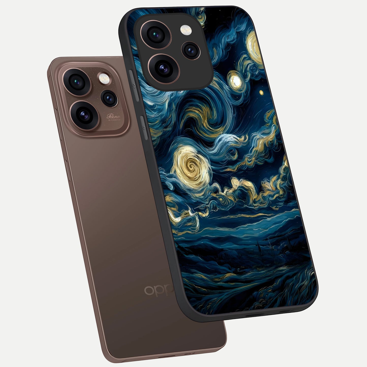  Midnight Sky Whirl phone case For Oppo Reno 15 Pro showing premium glass back cover with detailed artwork