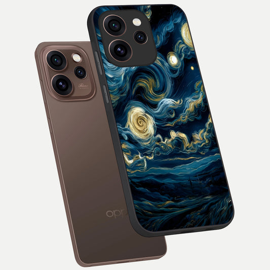  Midnight Sky Whirl phone case For Oppo Reno 15 Pro showing premium glass back cover with detailed artwork