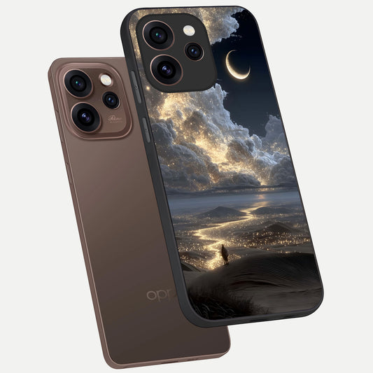  Moonlight Spark Path phone case For Oppo Reno 15 Pro showing premium glass back cover with detailed artwork