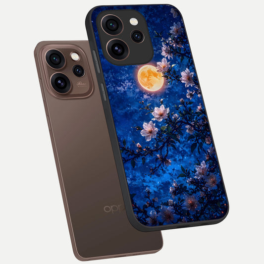  Moonlit Blossoms Night phone case For Oppo Reno 15 Pro showing premium glass back cover with detailed artwork