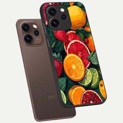  Multiple Fruits phone case For Oppo Reno 15 Pro showing premium glass back cover with detailed artwork
