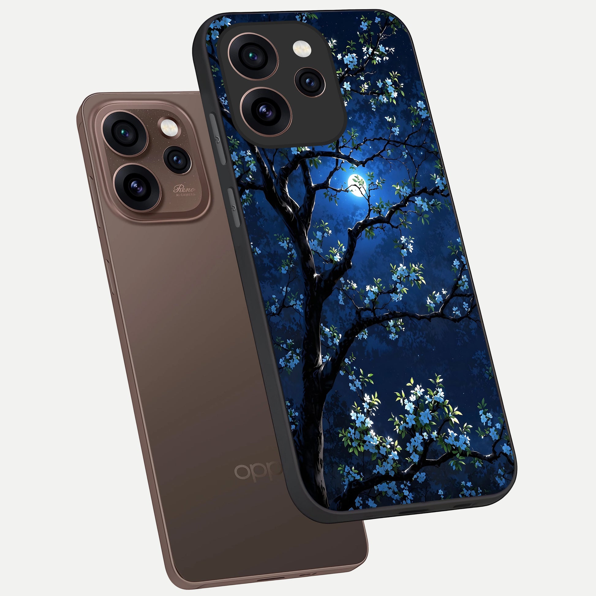  Mystic Floral Night phone case For Oppo Reno 15 Pro showing premium glass back cover with detailed artwork