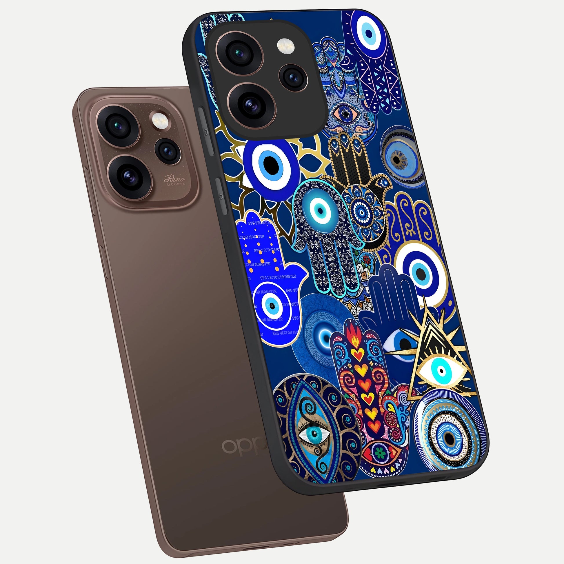  Mystic Palm Guard phone case For Oppo Reno 15 Pro showing premium glass back cover with detailed artwork