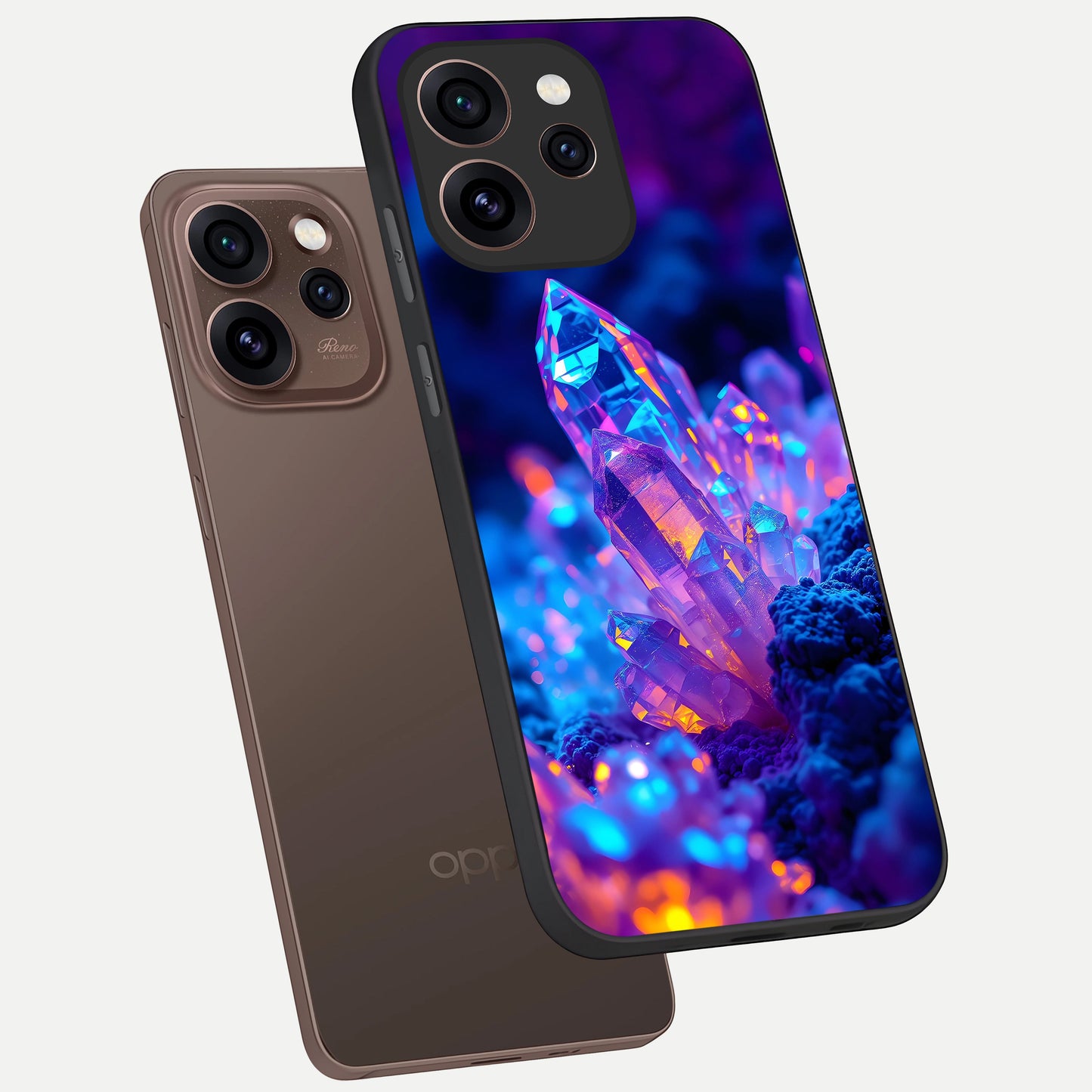  Neon Aura Shards phone case For Oppo Reno 15 Pro showing premium glass back cover with detailed artwork