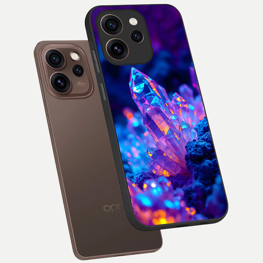  Neon Aura Shards phone case For Oppo Reno 15 Pro showing premium glass back cover with detailed artwork