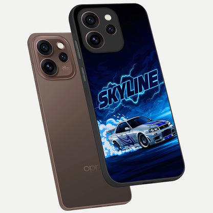  Neon Drift Beast phone case For Oppo Reno 15 Pro showing premium glass back cover with detailed artwork