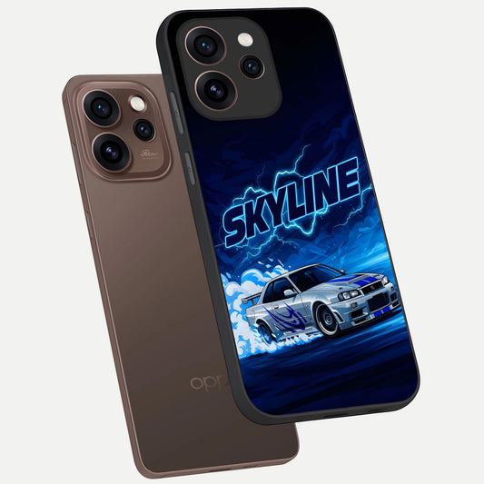  Neon Drift Beast phone case For Oppo Reno 15 Pro showing premium glass back cover with detailed artwork